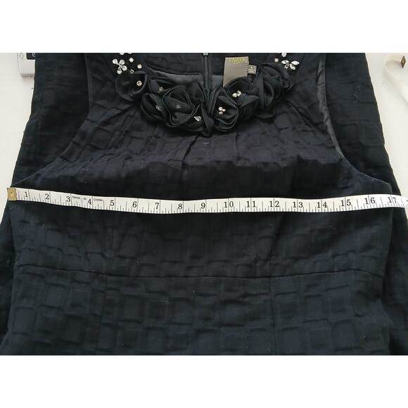 Taylor Textured Floral Rhinestone Sheath Dress Womens 6 Preppy Quiet Luxury - Picture 11 of 15